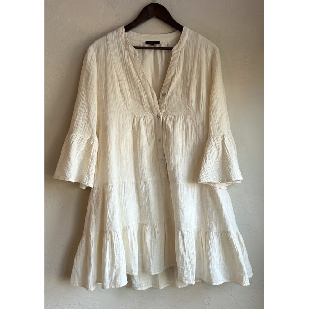 Quince Cream Tiered Mini Dress